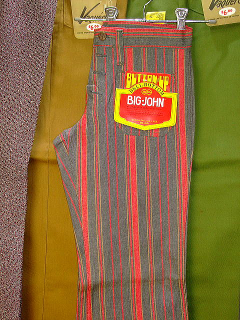 BIGJOHN BUTTON-UP JEANS BELL BOTTOM RED 100%COTTON Fabric Made in U.S.A.