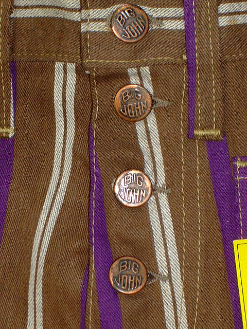 BIGJOHN BUTTON-UP JEANS BELL BOTTOM BIG BROWN 100%COTTON Fabric Made in U.S.A.