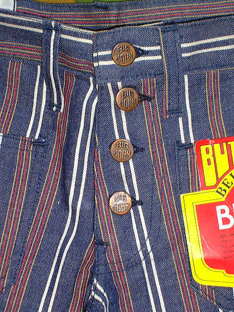 BIGJOHN BUTTON-UP JEANS BELL BOTTOM BLUE 100%COTTON Fabric Made in U.S.A.