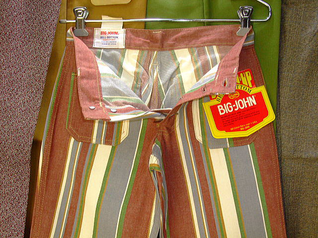 BIGJOHN BUTTON-UP JEANS BELL BOTTOM RED BROWN 100%COTTON Fabric Made in U.S.A.